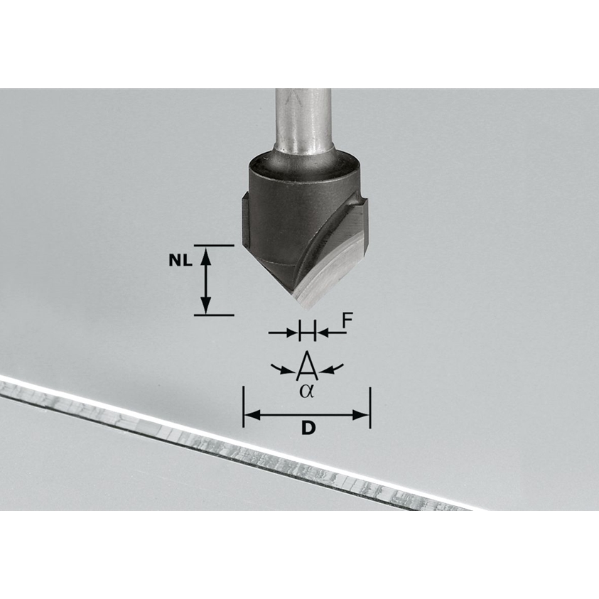 V-Nutfräser HW S8 D18-90°/Alu