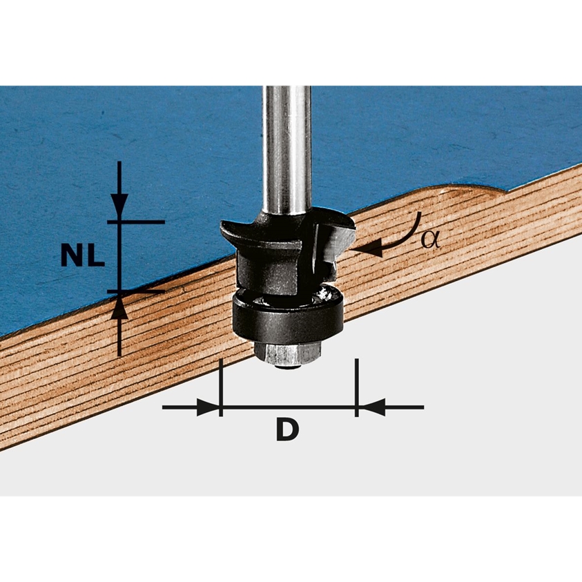 Fase-Bündigfräser HW S8 D24/0° +45°