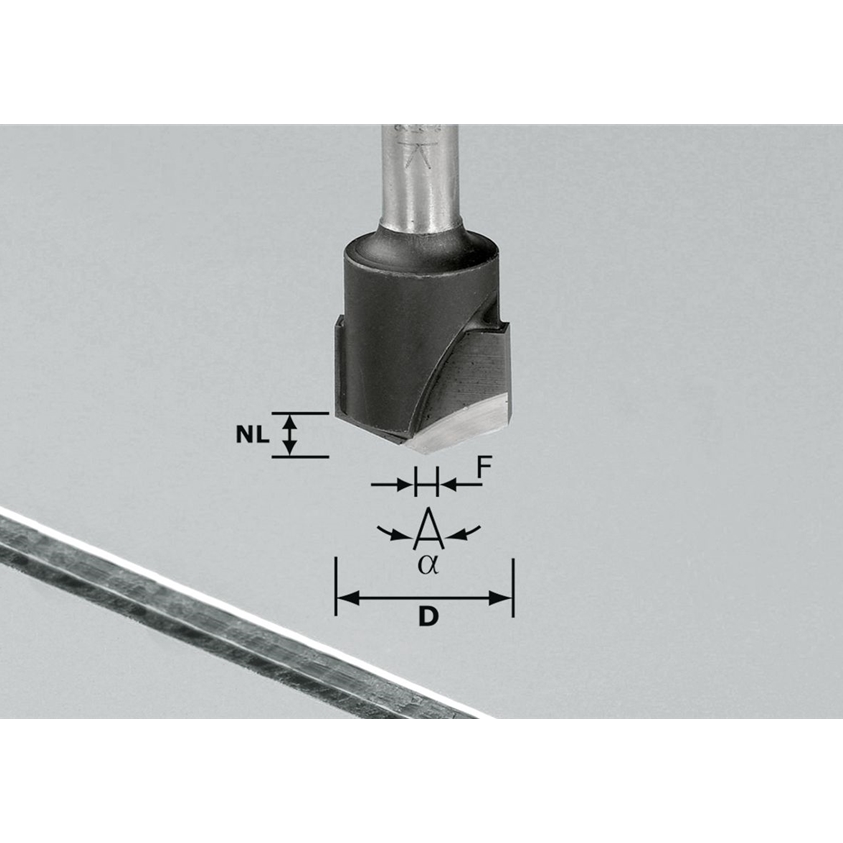 V-Nutfräser HW S8 D18-135°/Alu