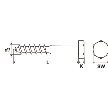 Holzschrauben mit Sechskantkopf DIN 571