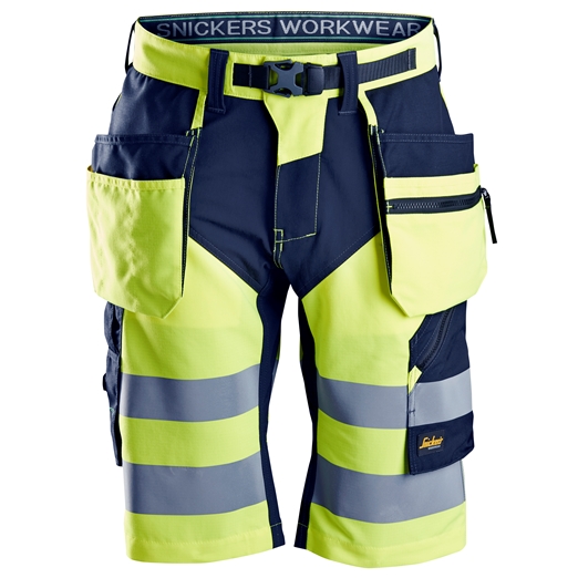 6933 FlexiWork, High-Vis Shorts+ Holstertaschen, Klasse 1