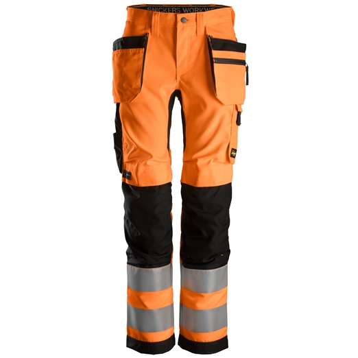 6730 AllroundWork, Damen-High-Vis-Hose+ mit Holstertaschen, Warnschutzklasse 2
