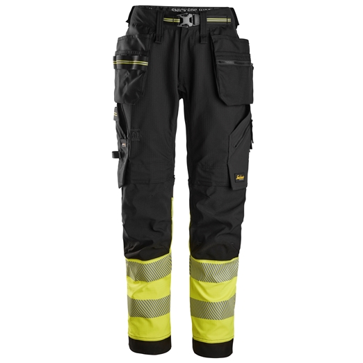 6934 High-VIS, Stretch-Arbeitshose mit Holstertaschen, Warnschutzklasse 1