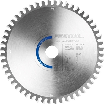 Kreissägeblatt ALUMINIUM/PLASTICS HW 168x1,8x20 F/FA 52