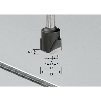 V-Nutfräser HW S8 D18-135°/Alu