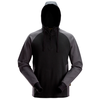 2842 Zweifarbiger Hoodie mit Halbreissverschluss