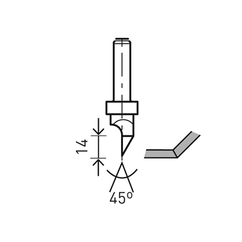 Gipskartonfräser HW S8 D12,5/45°